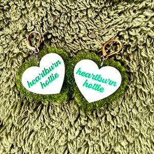 Gloss and Shimmer Glittery Earrings Heartburn Hottie